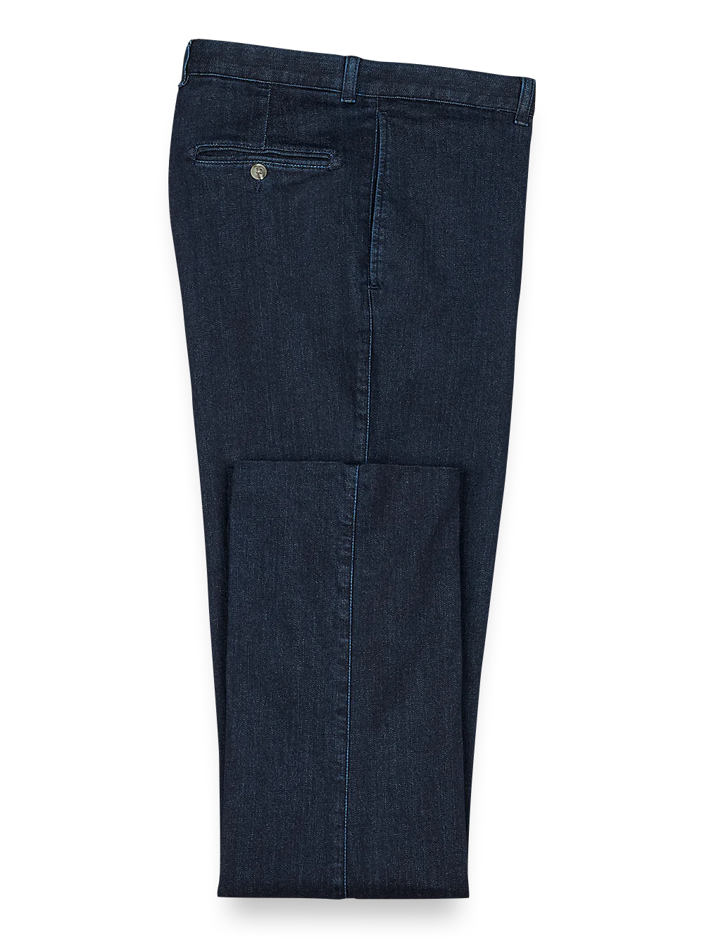 Flat Front Denim Pants - Dark Blue