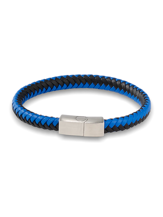 Woven Leather Bracelet - Blue/black