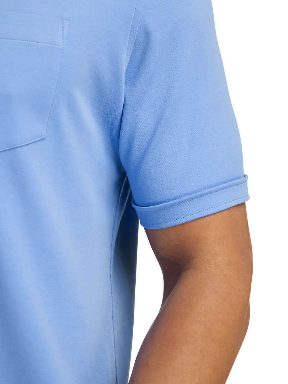 Cotton Button Front Polo - Light Blue