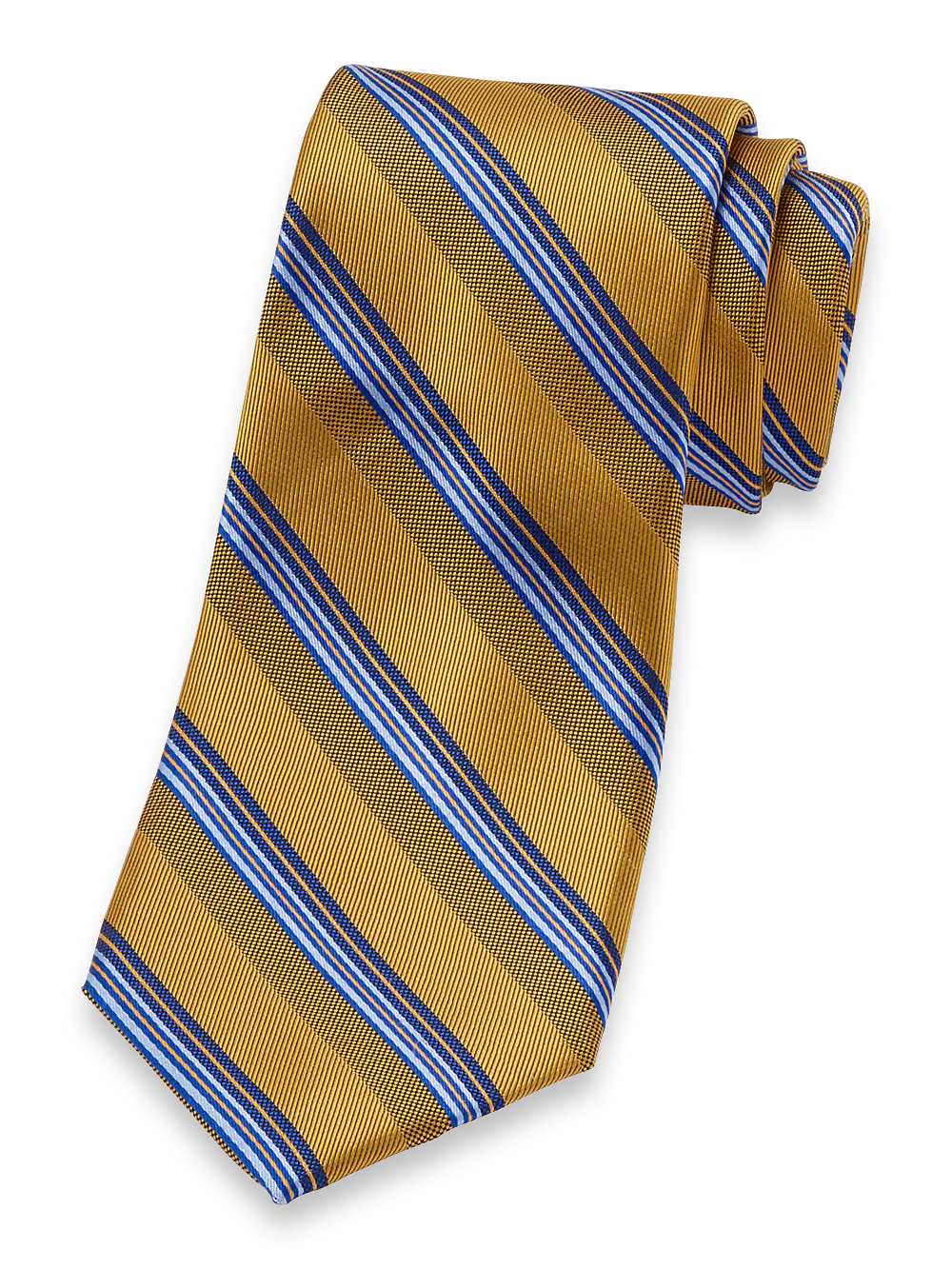 Stripe Woven Silk Tie - Yellow/blue