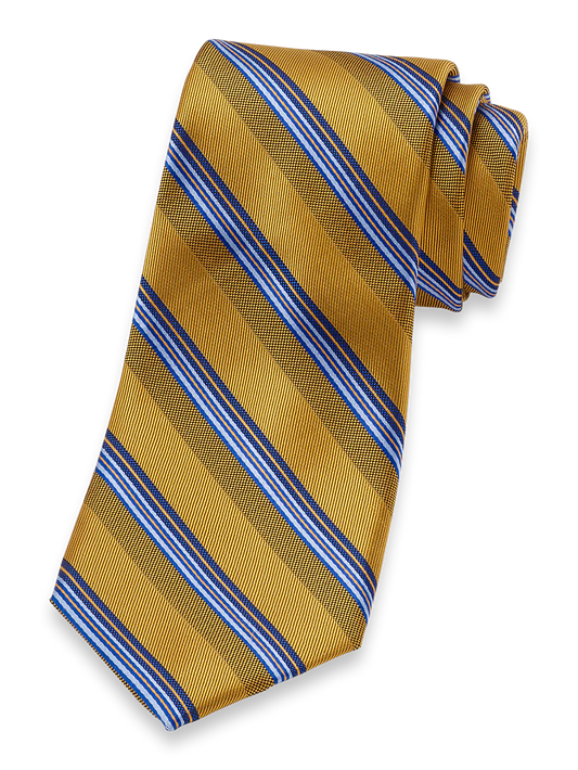 Stripe Woven Silk Tie - Yellow/blue