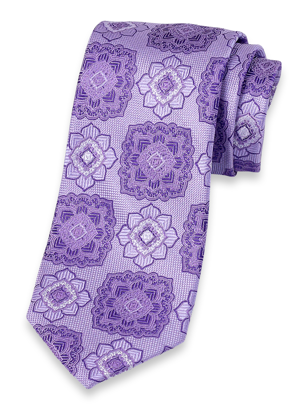 Medallion Woven Silk Tie - Purple