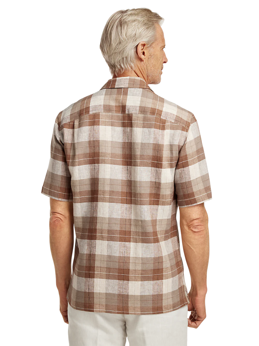 Linen Plaid Casual Shirt - Brown