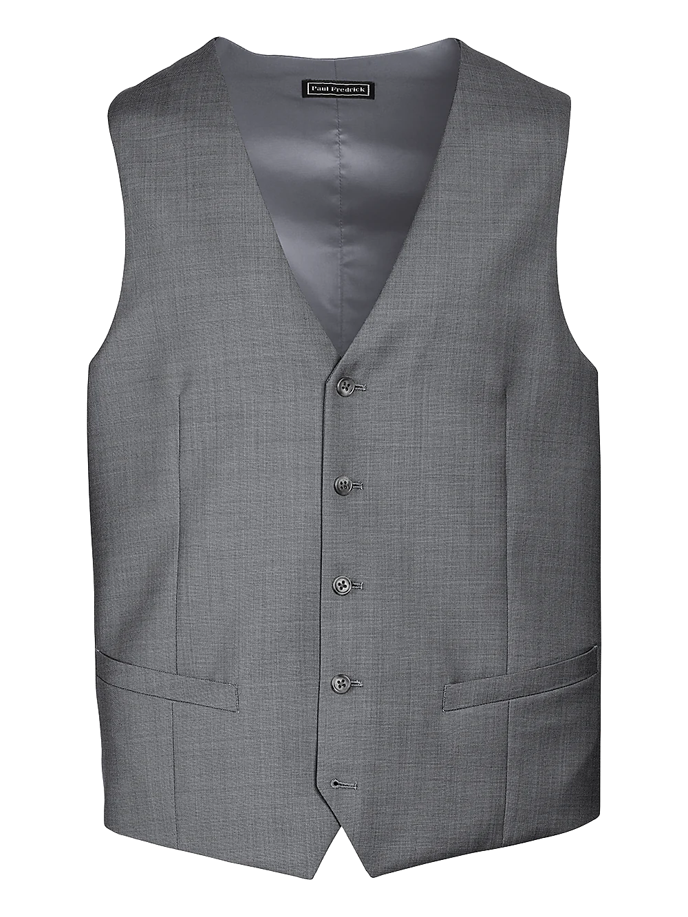 Classic Fit Sharkskin No Lapel Suit Vest - Grey