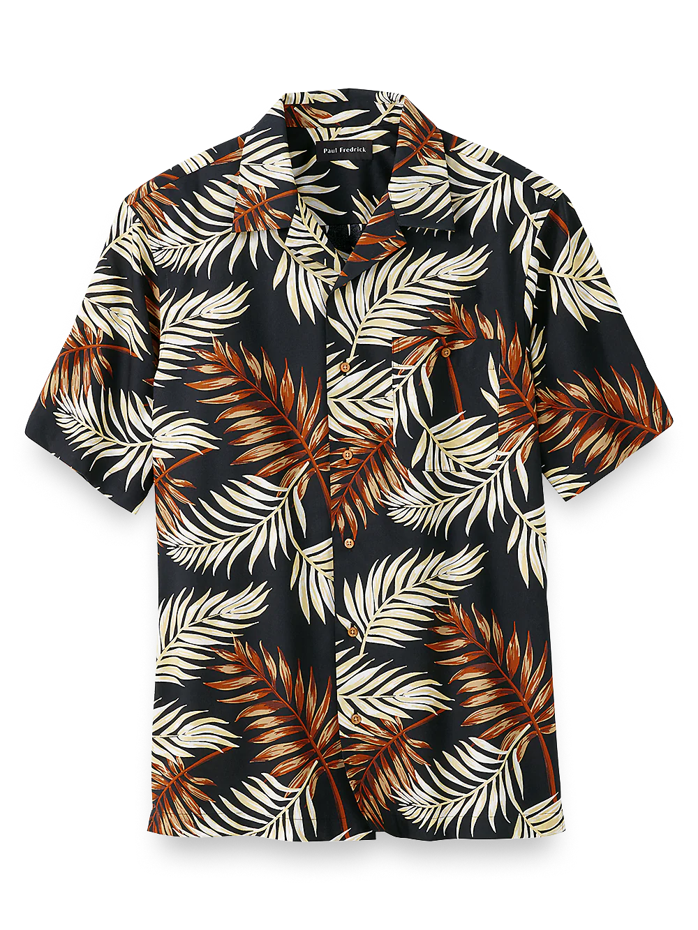 Cotton Tropical Print Casual Shirt - Black Multi