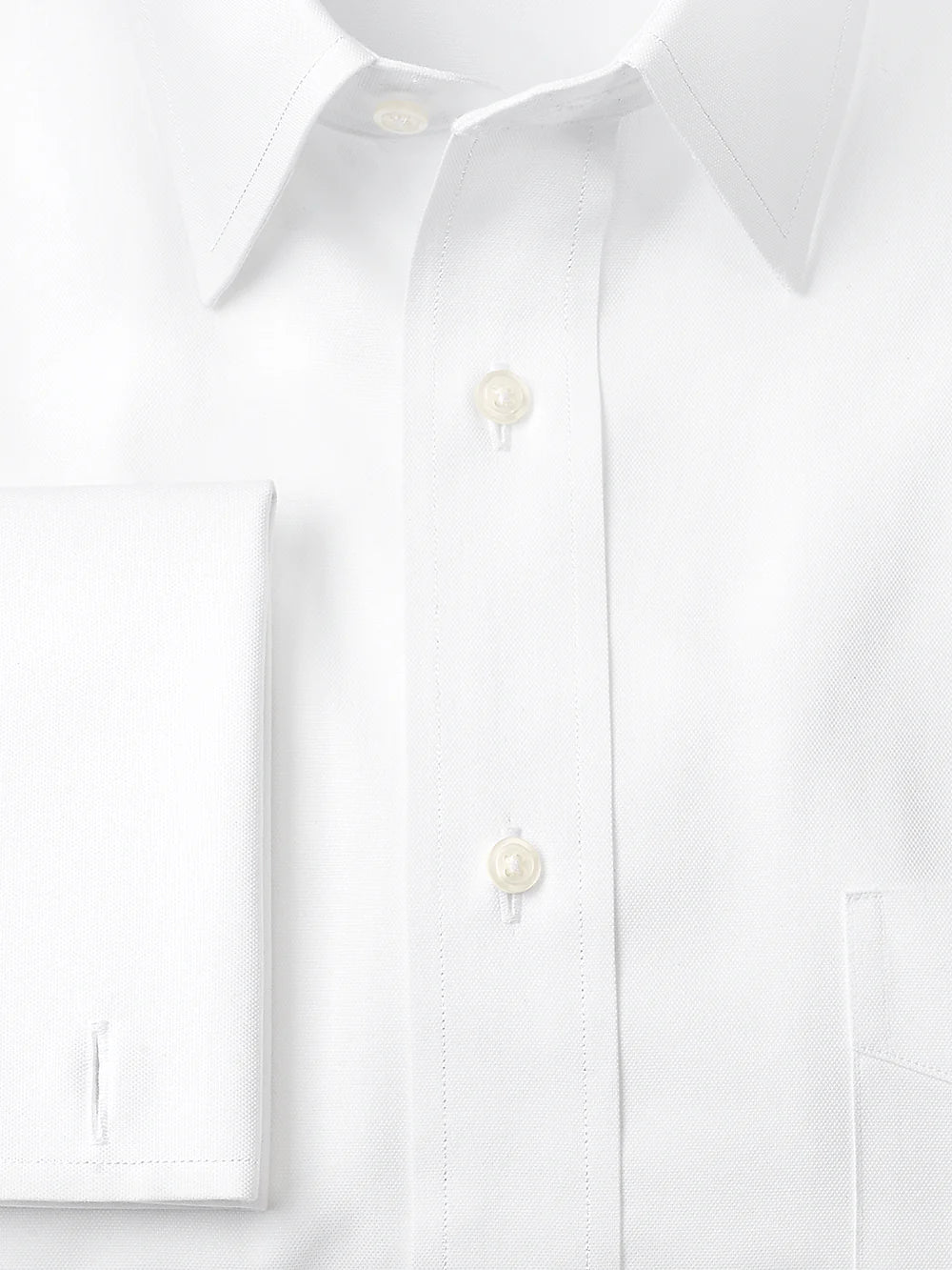 Superfine Egyptian Cotton Solid Color Straight Collar French Cuff Dress Shirt - White