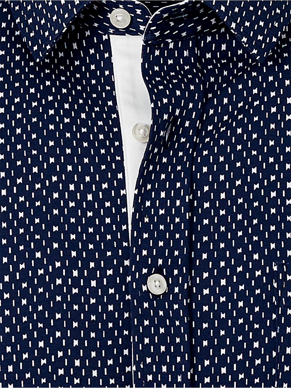 Cotton Button Front Polo - Navy/white