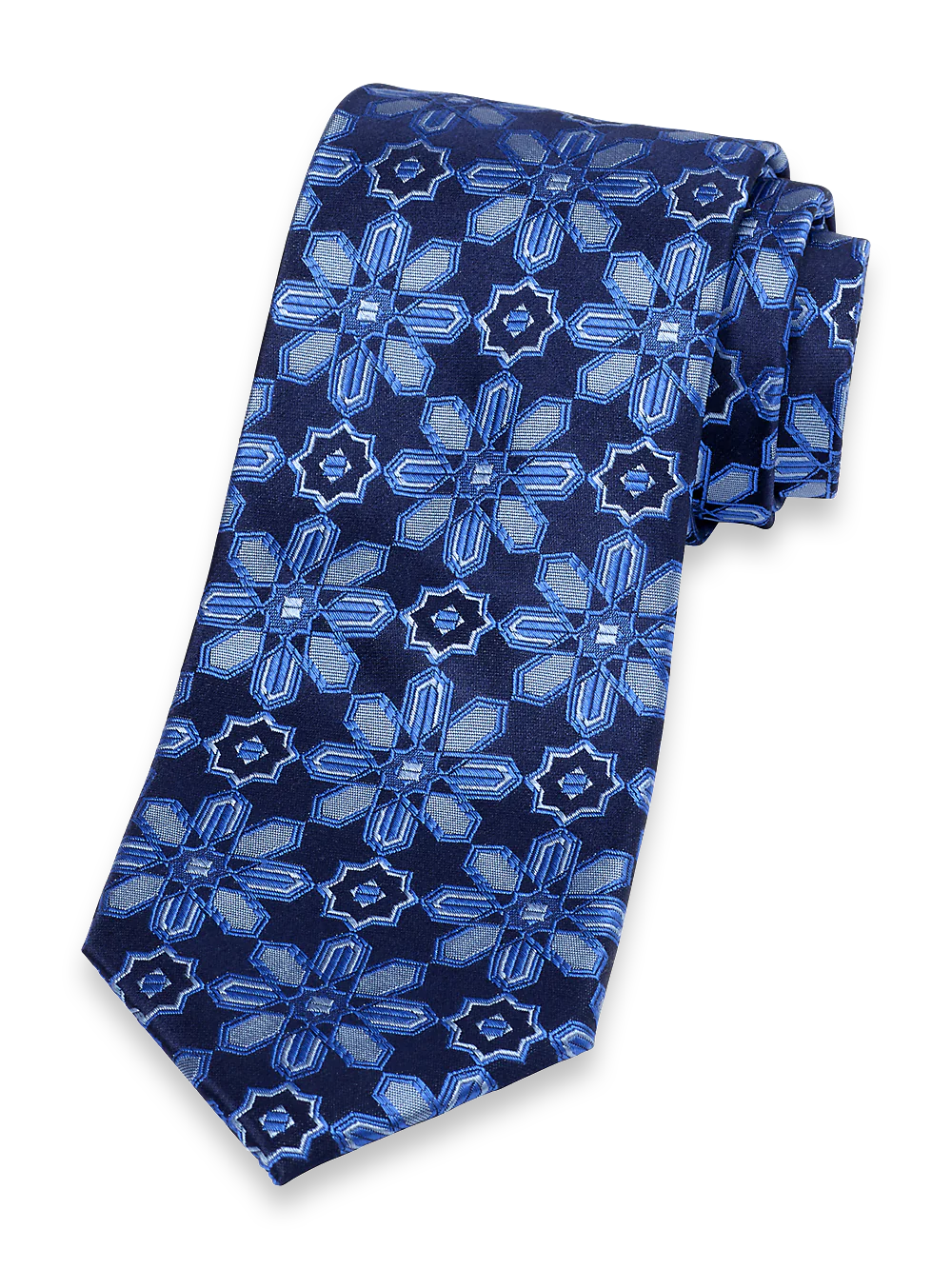 Floral Woven Silk Tie - Navy