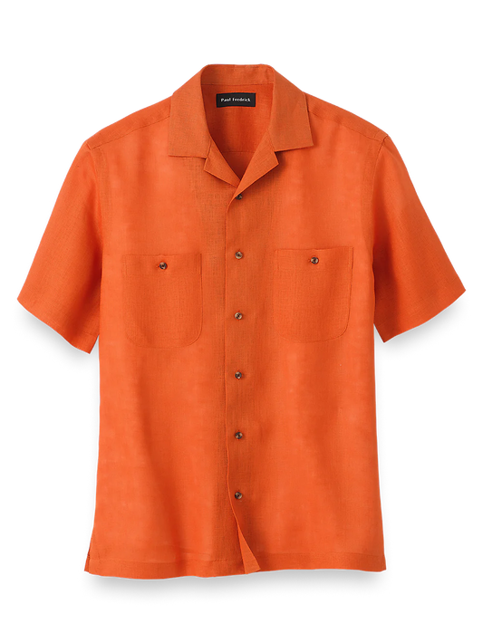 Linen Solid Casual Shirt - Orange