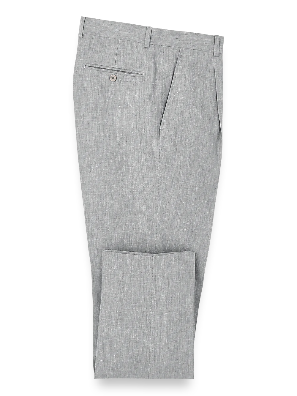 Linen Chambray Twill Single Pleat Pants - Grey