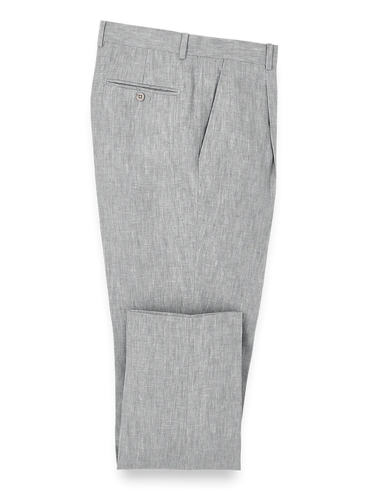 Linen Chambray Twill Single Pleat Pants - Grey