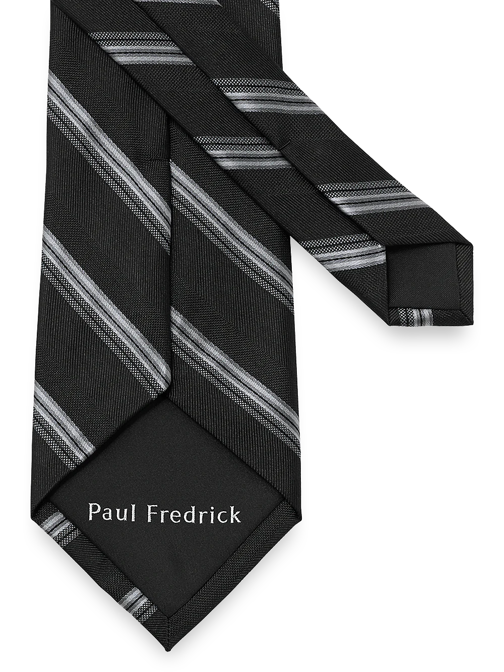 Stripe Woven Silk Tie - Black