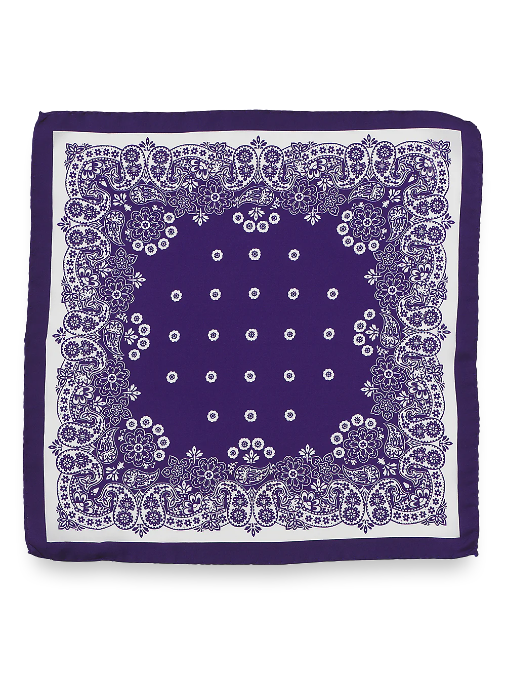 Medallion Silk Pocket Square - Purple