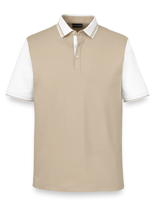 Cotton Three Button Polo - Tan