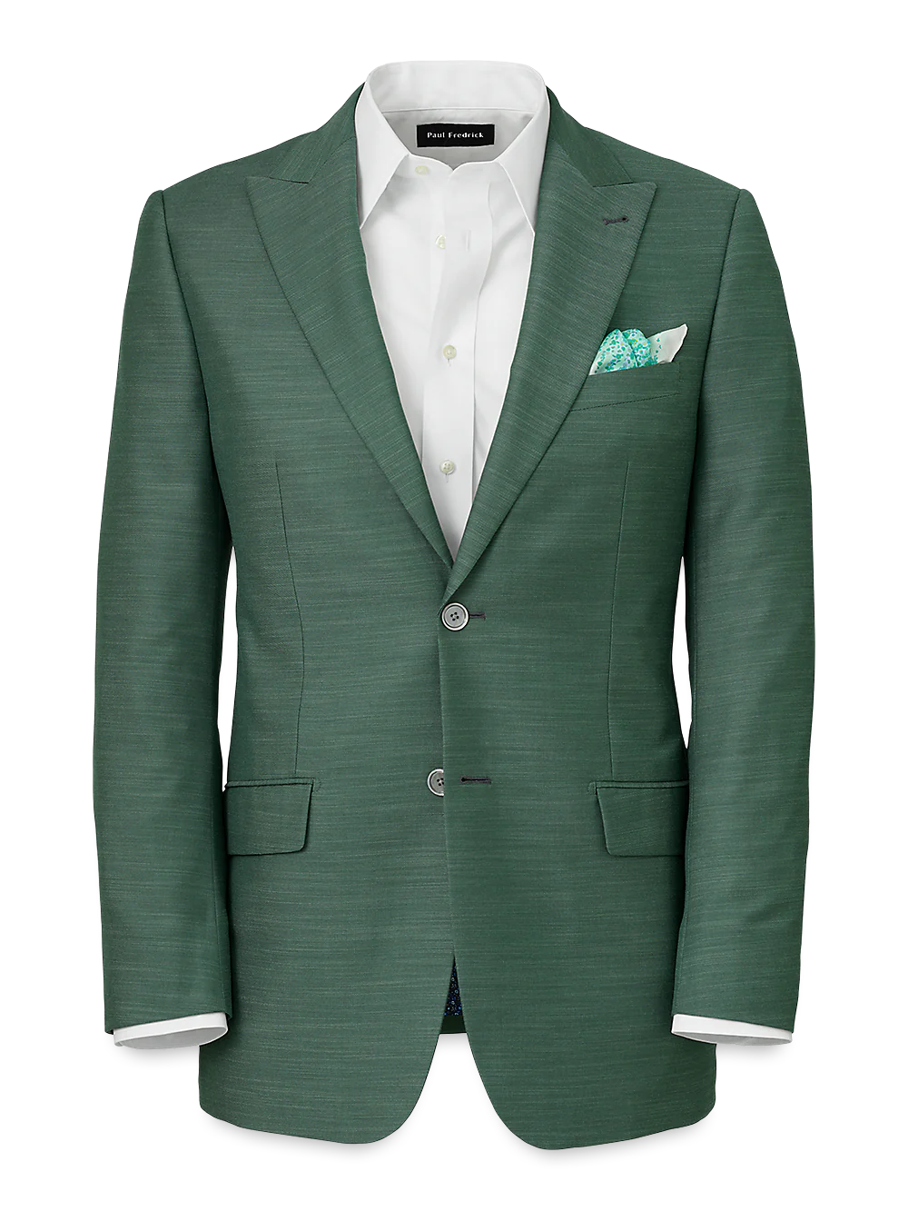 Performance Blend Single Breasted Peak Lapel Suit Jacket - Green