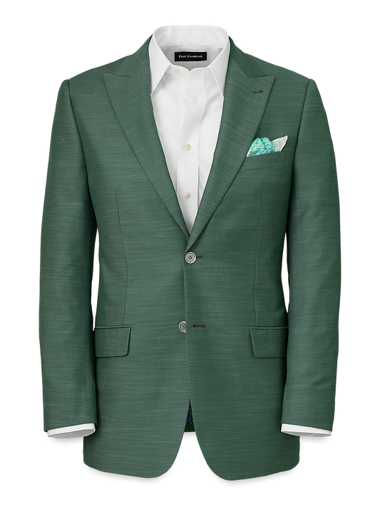 Performance Blend Single Breasted Peak Lapel Suit Jacket - Green