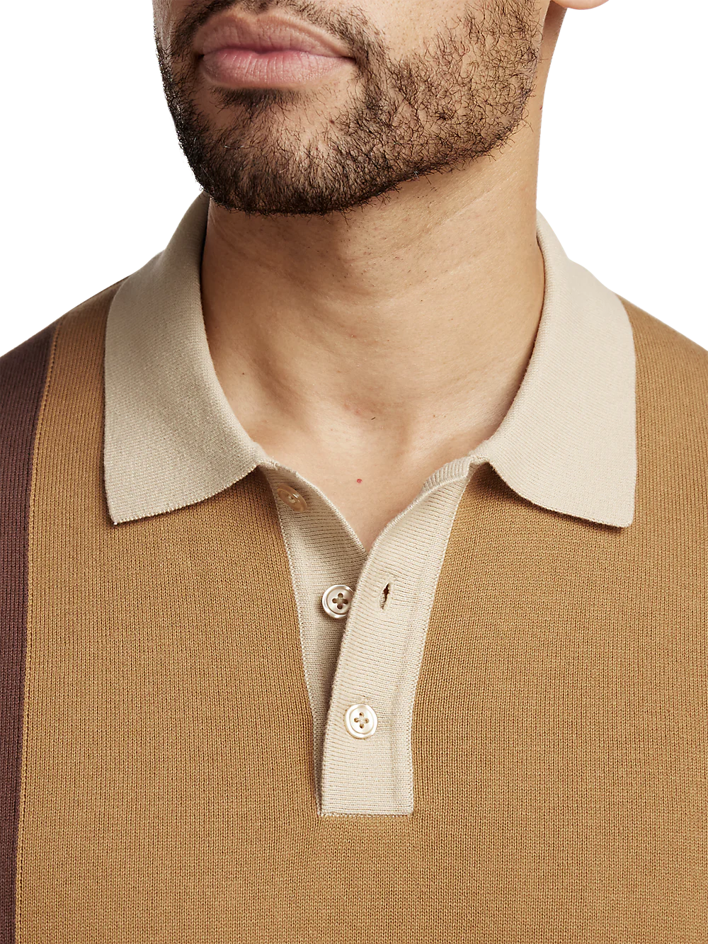 Cotton Three Button Polo - Brown