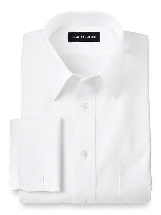 Slim Fit Impeccable Non-Iron Cotton Pinpoint Straight Collar Dress Shirt - White