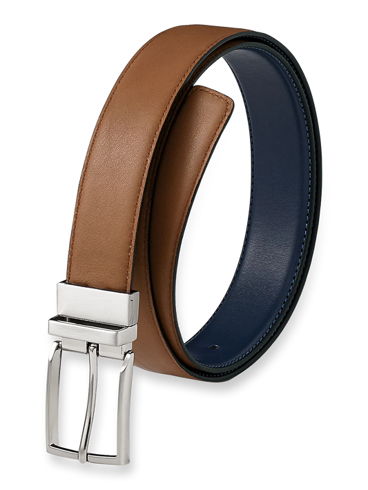 Morris Reversible Belt - Chestnut/navy