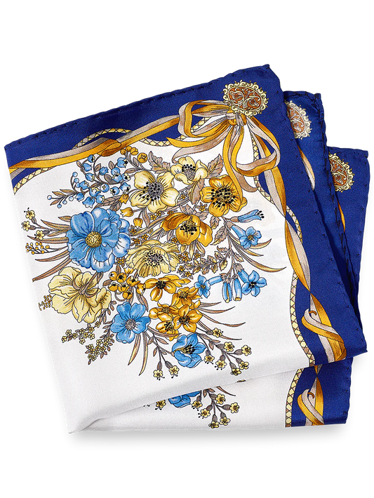 Floral Silk Pocket Square - Blue Multi