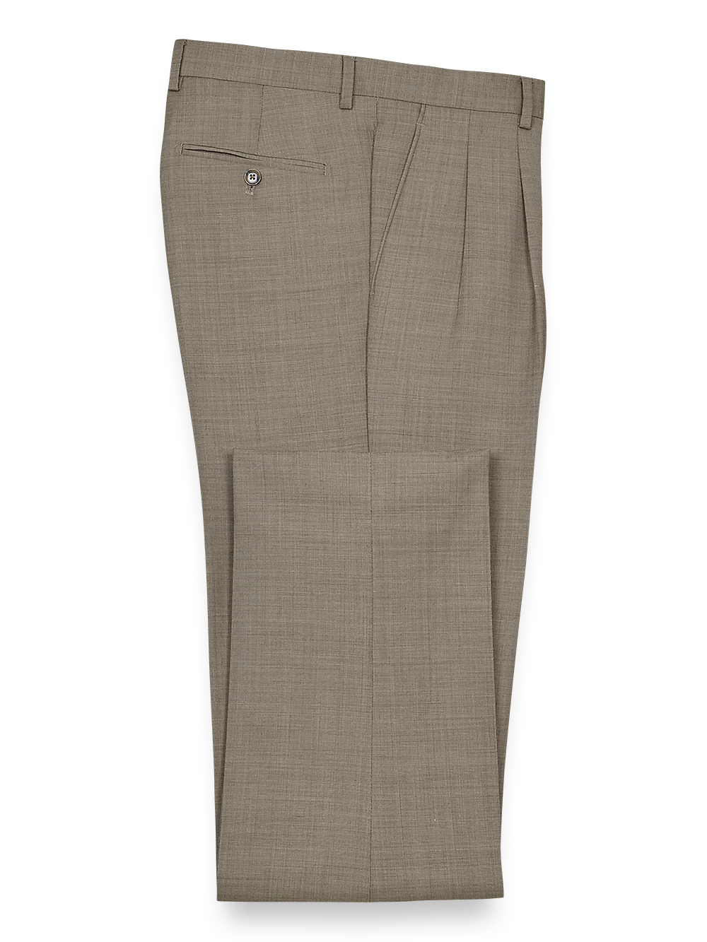 Sharkskin Pleated Pants - Tan