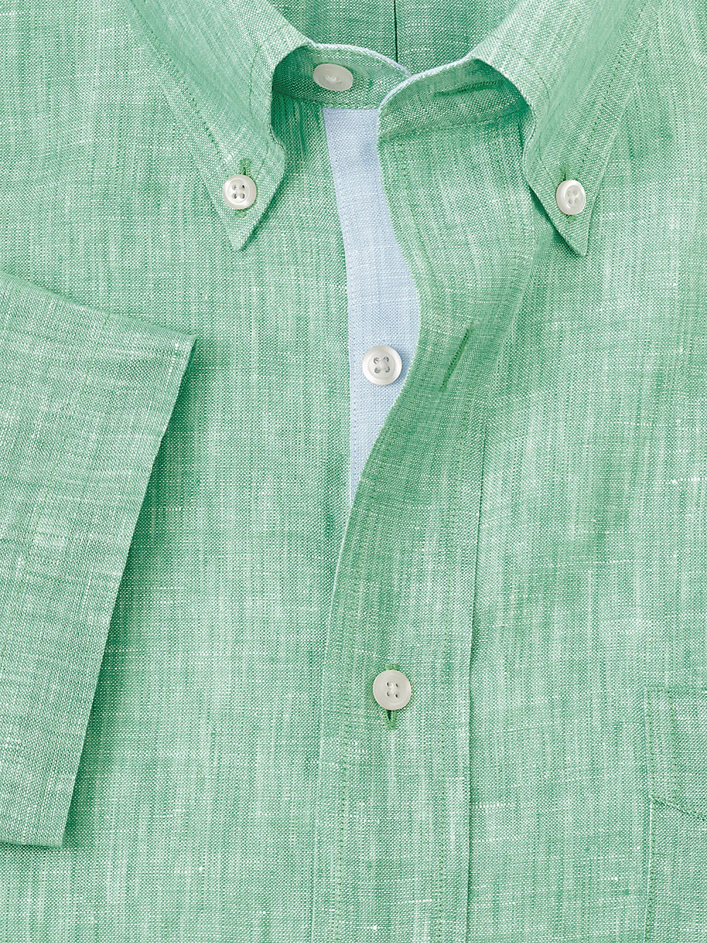 Non-Iron Linen Solid Dress Shirt With Contrast Trim - Light Green