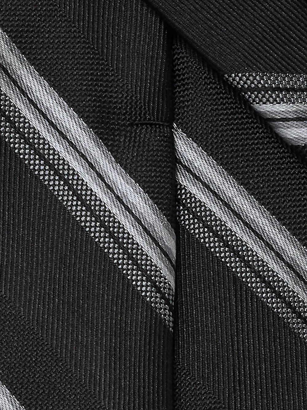 Stripe Woven Silk Tie - Black