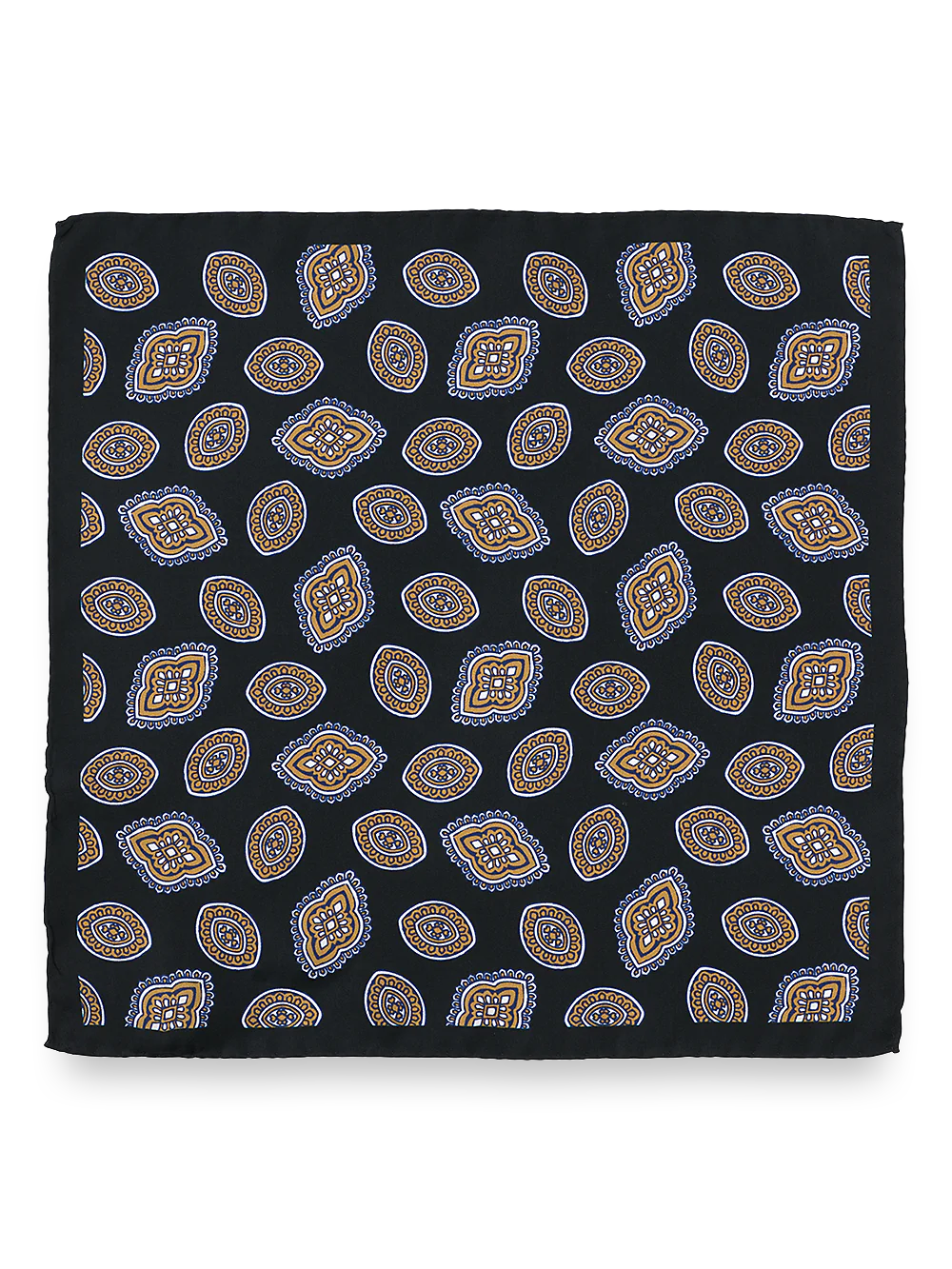 Medallion Silk Pocket Square - Grey/tan