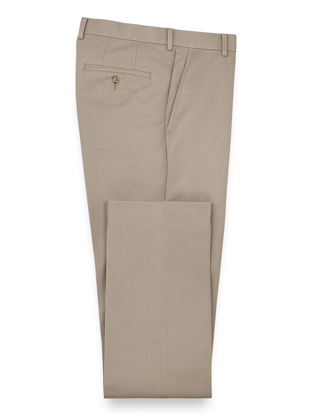 Non Iron Chino Flat Front Pants - Khaki