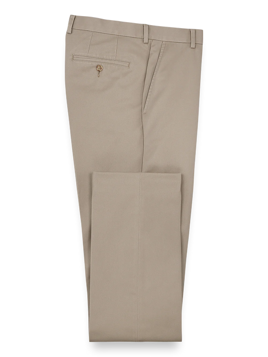 Non Iron Chino Flat Front Pants - Khaki