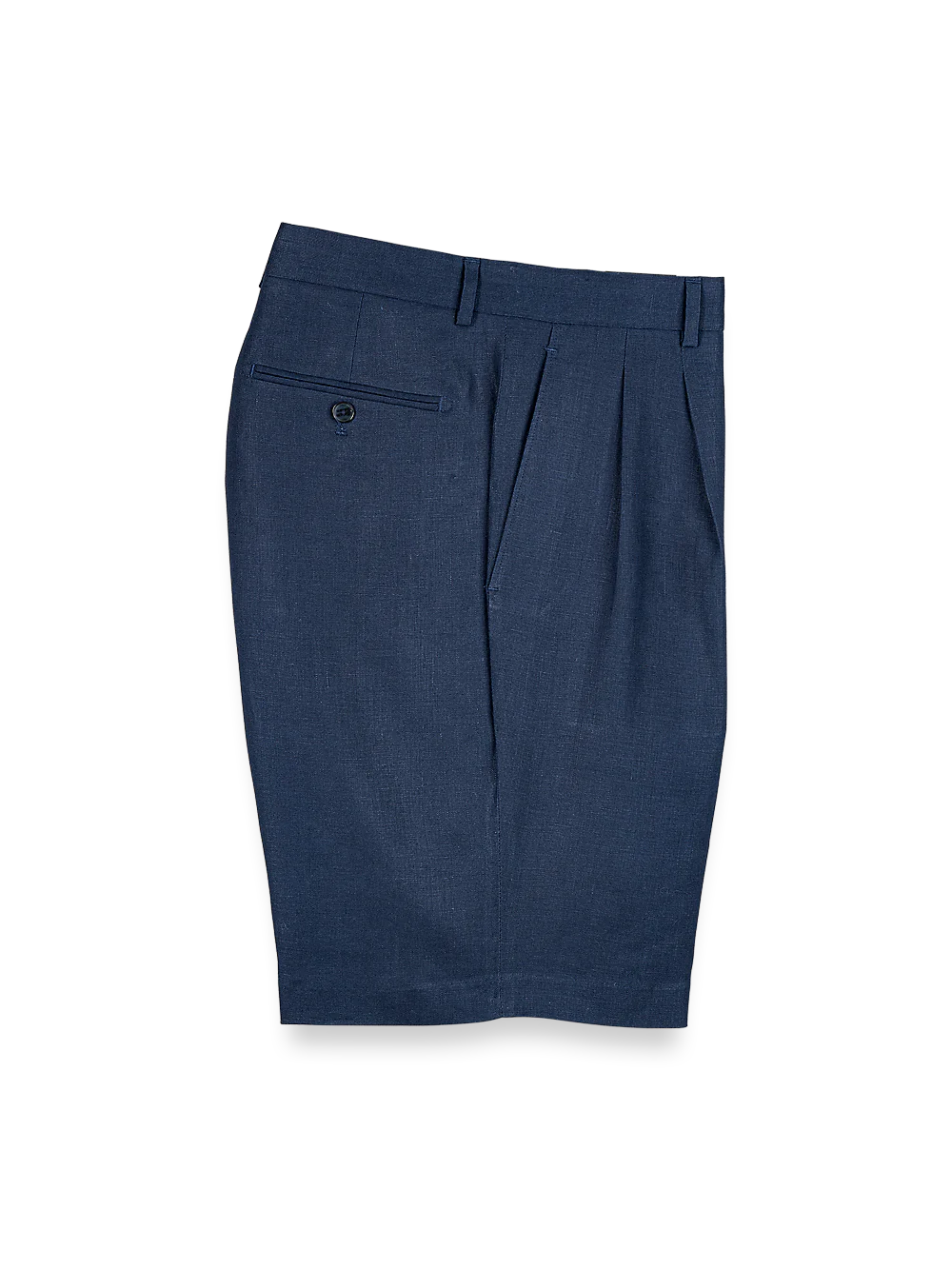 Linen Pleated Shorts - Navy