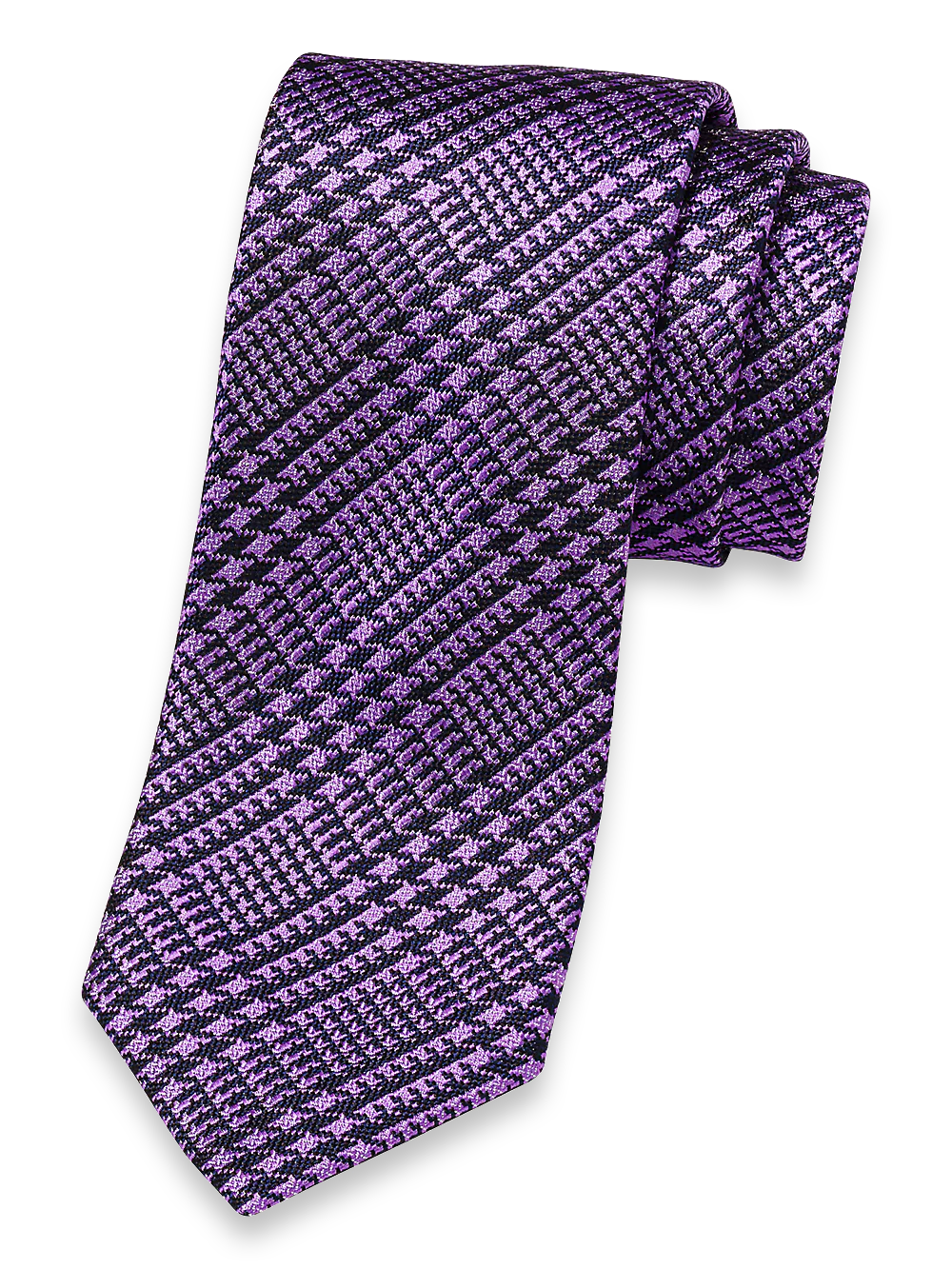 Plaid Woven Silk Tie - Purple