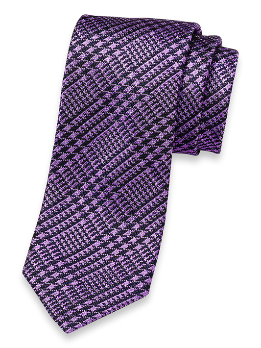 Plaid Woven Silk Tie - Purple