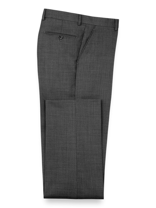 Sharkskin Flat Front Pants - Charcoal