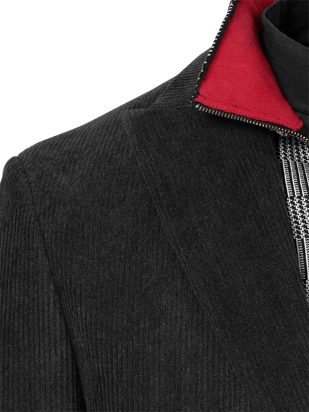 Corduroy Single Breasted Peak Lapel Suit Jacket - Black