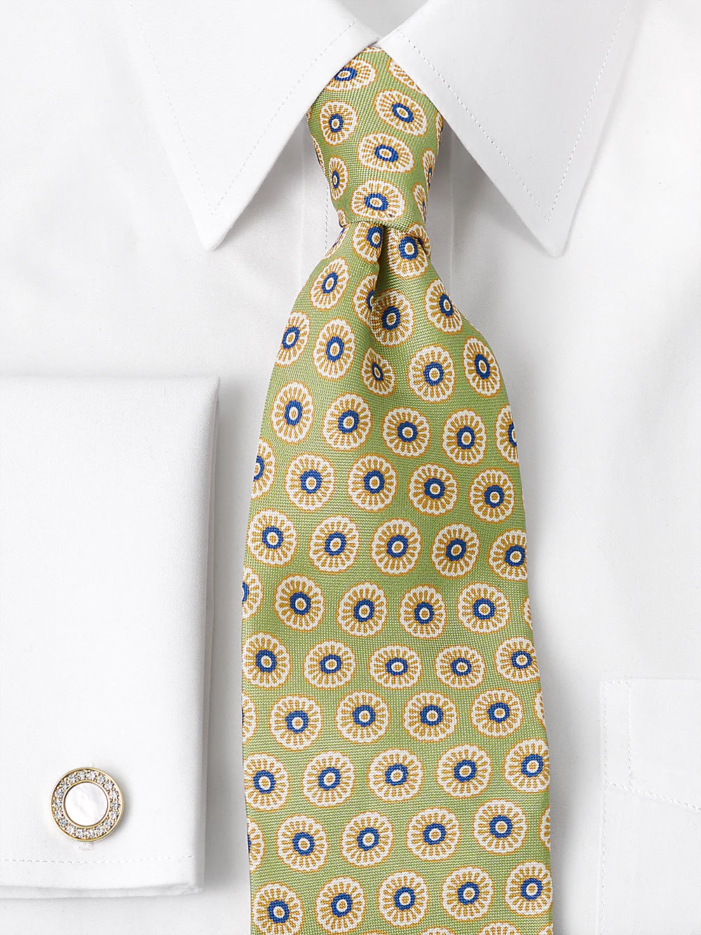 Medallion Woven Silk Tie - Green Multi