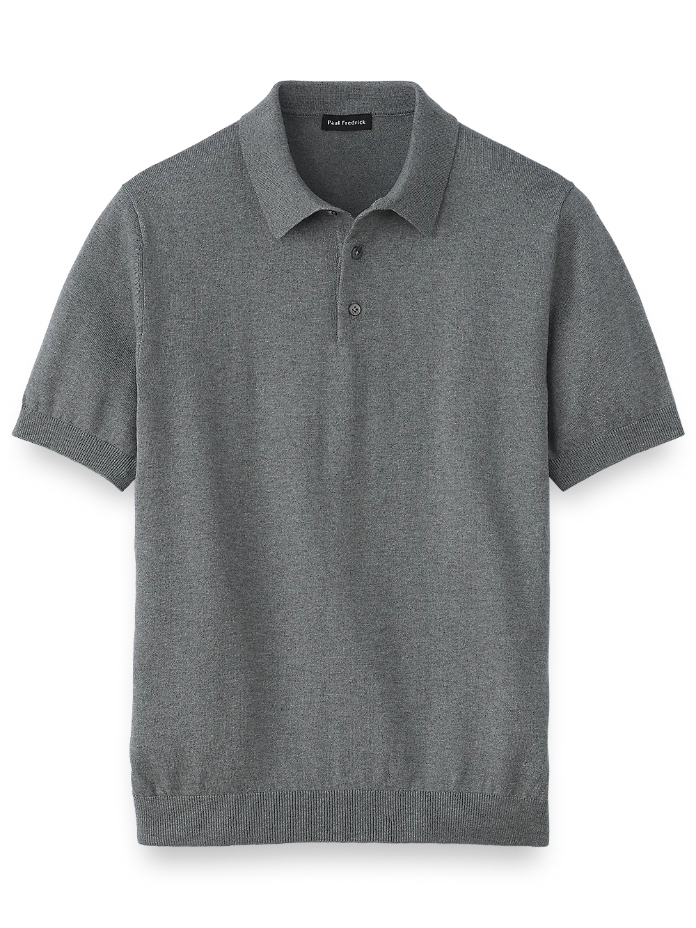 Silk Cotton and Cashmere Three Button Polo - Grey Heather