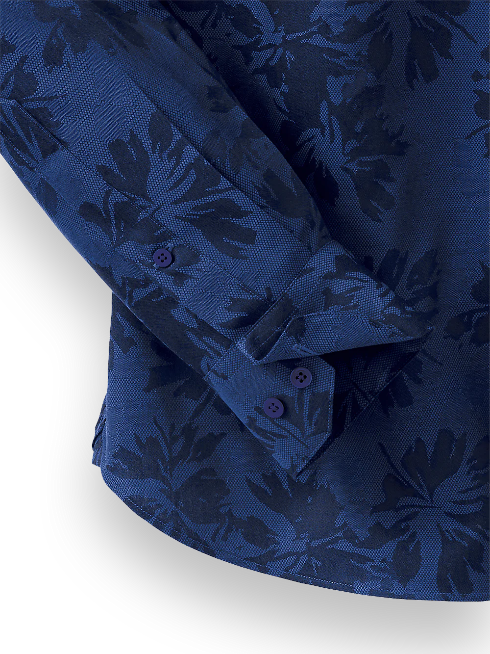 Cotton Solid Floral Jacquard Casual Shirt - Cobalt