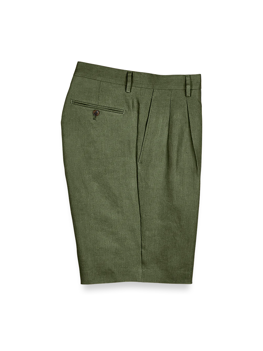 Linen Pleated Shorts - Olive