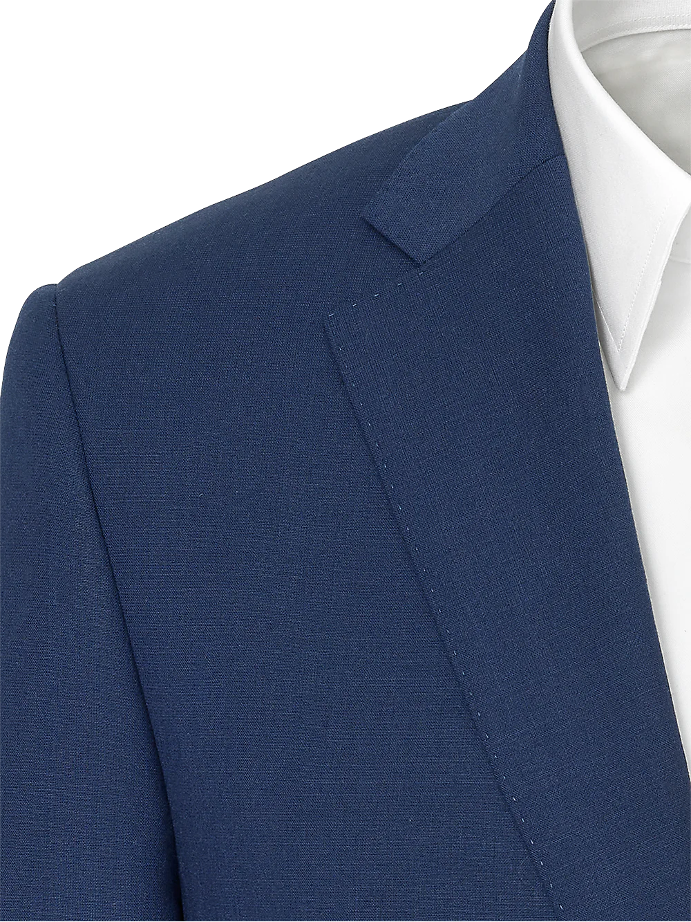 Wool Stretch Bengaline Notch Lapel Suit Jacket - Blue