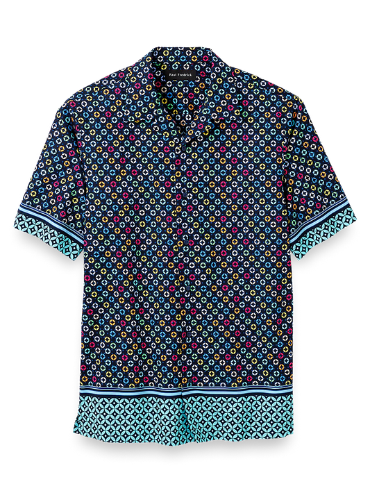 Cotton Circle Print Casual Shirt - Black Multi