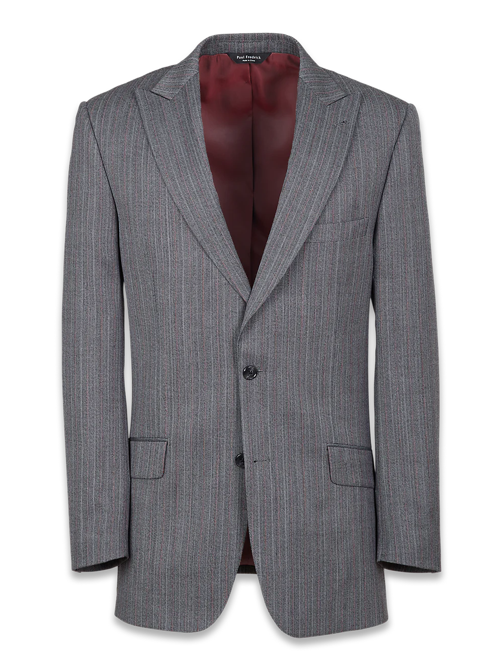 Classic Fit Herringbone Peak Lapel Suit Jacket - Black