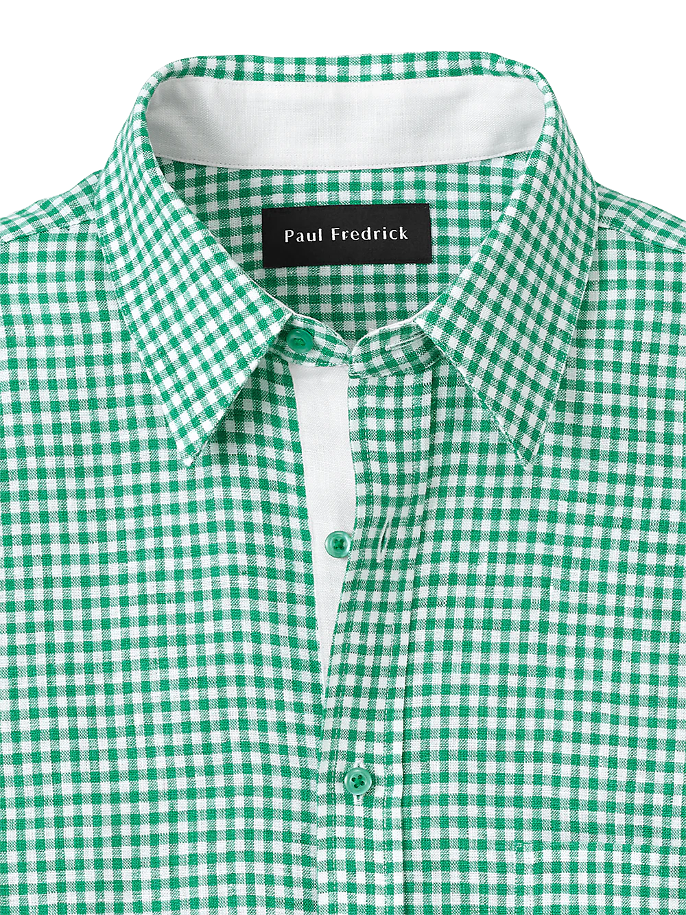 Linen Gingham Check Casual Shirt - Green