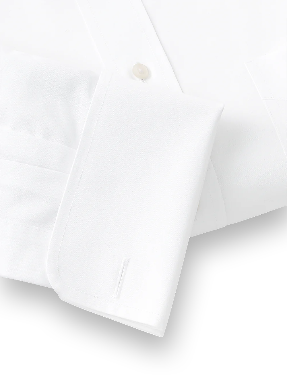 Supima Non-Iron Cotton Solid Straight Collar French Cuff Dress Shirt - White