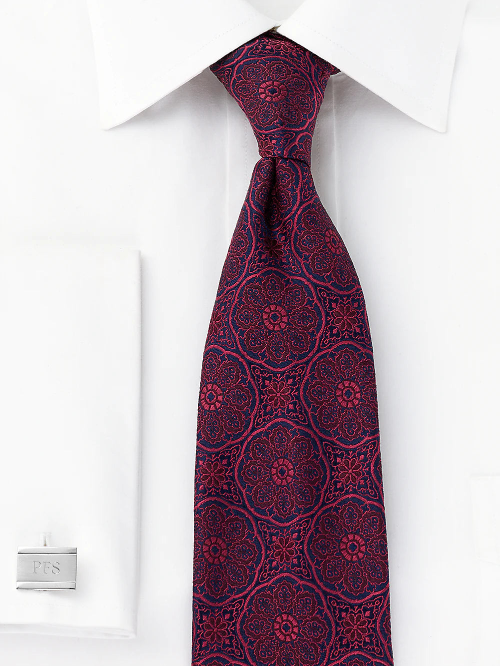 Medallion Woven Silk Tie - Red