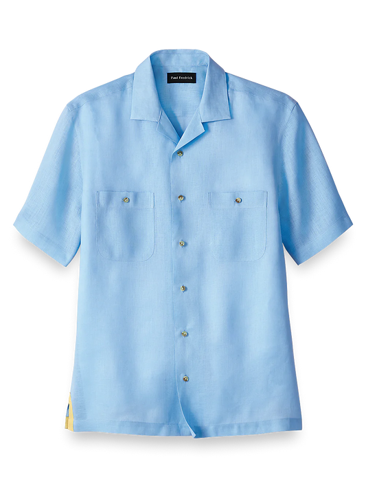 Linen Solid Casual Shirt - Light Blue