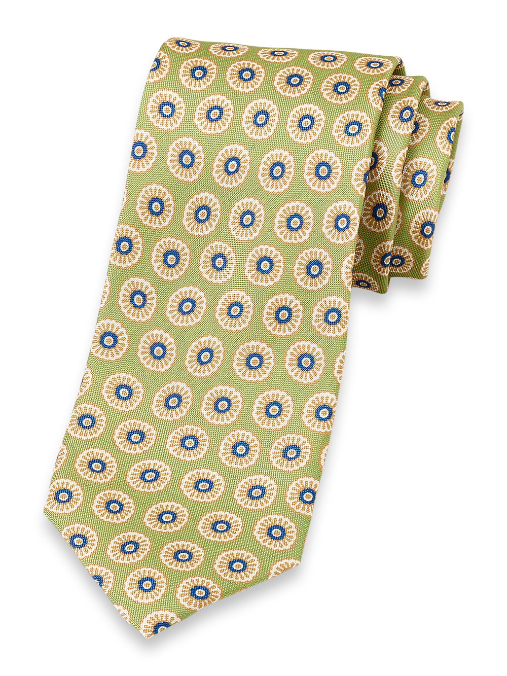 Medallion Woven Silk Tie - Green Multi