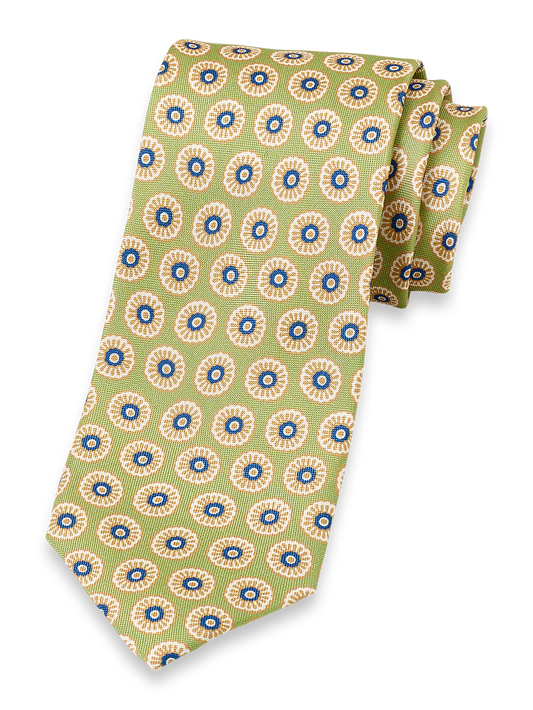 Medallion Woven Silk Tie - Green Multi