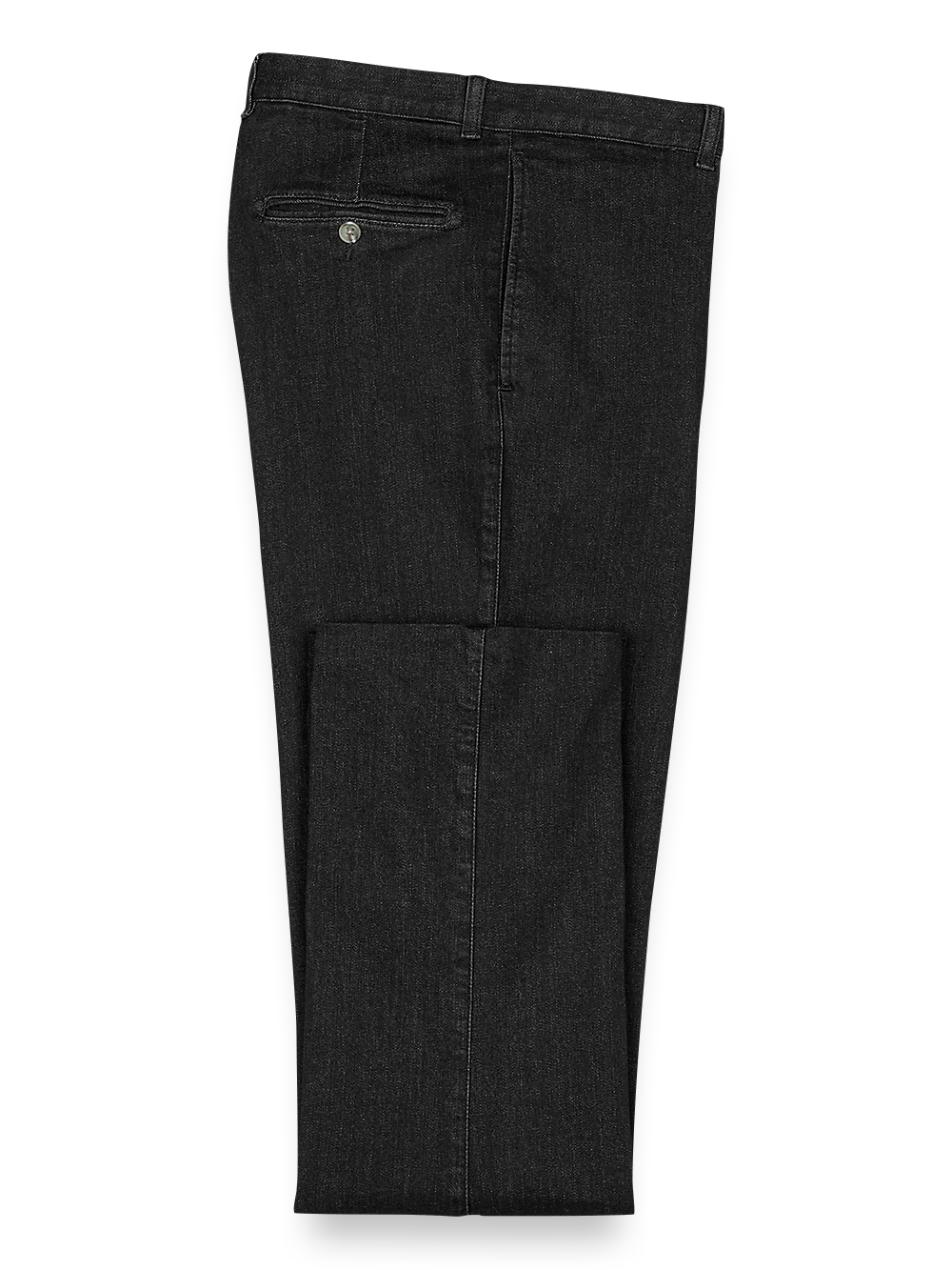 Flat Front Denim Pants - Black