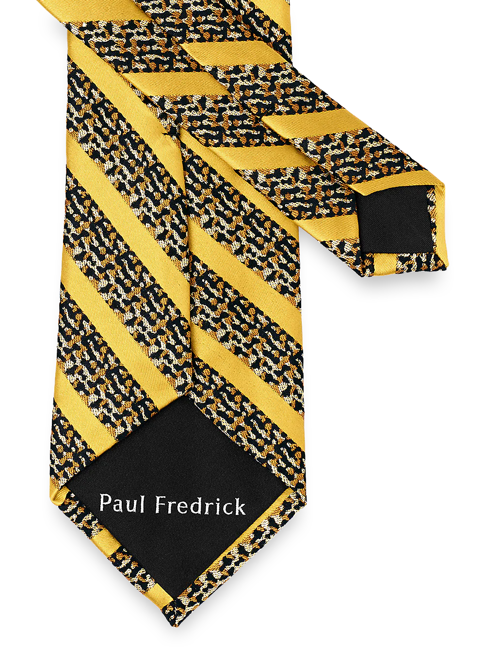 Stripe Woven Silk Blend Tie - Navy/gold